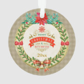 Gepersonaliseerd Afbeelding Lijst en Kerstkrans Ornament (achterkant)