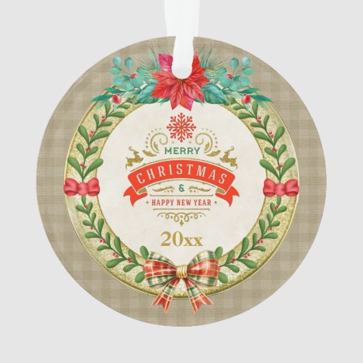 Gepersonaliseerd Afbeelding Lijst en Kerstkrans Ornament (achterkant)