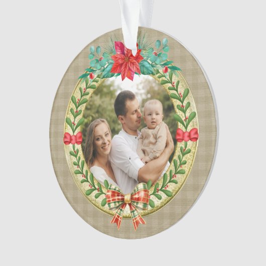 Gepersonaliseerd Afbeelding Lijst en Kerstkrans Ornament (voorkant)