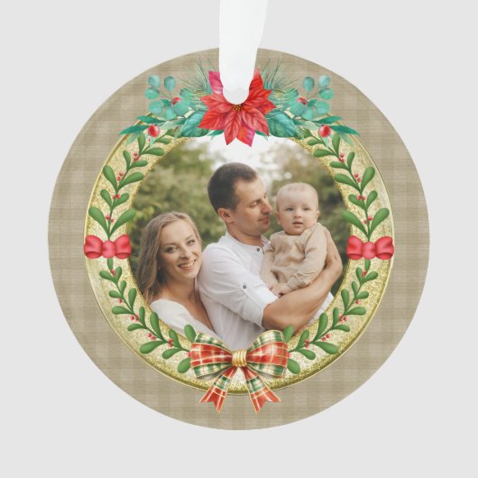 Gepersonaliseerd Afbeelding Lijst en Kerstkrans Ornament (voorkant)