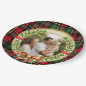 Gepersonaliseerd Afbeelding Lijst en Kerstkrans Papieren Bordje (Gekanteld)