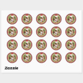 Gepersonaliseerd Afbeelding Lijst en Kerstkrans Ronde Sticker (Vel)