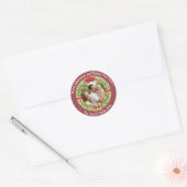Gepersonaliseerd Afbeelding Lijst en Kerstkrans Ronde Sticker (Envelop)