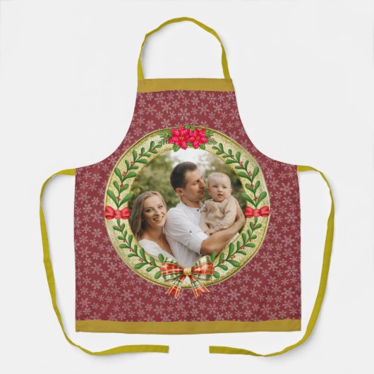 Gepersonaliseerd Afbeelding Lijst en Kerstkrans Schort (Voorkant)