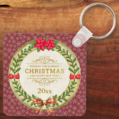 Gepersonaliseerd Afbeelding Lijst en Kerstkrans Sleutelhanger (Achterkant)