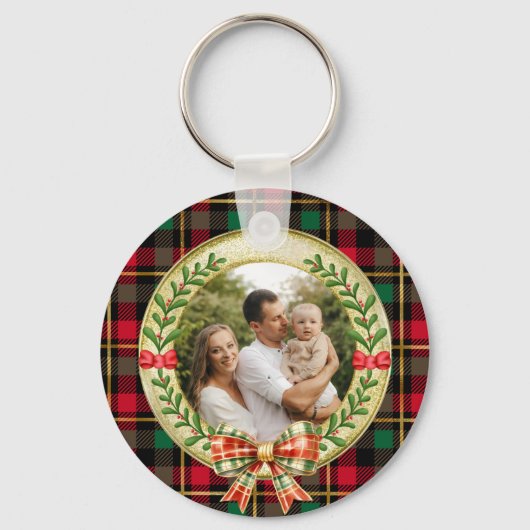 Gepersonaliseerd Afbeelding Lijst en Kerstkrans Sleutelhanger (Voorkant)