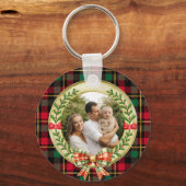 Gepersonaliseerd Afbeelding Lijst en Kerstkrans Sleutelhanger (Voorkant)