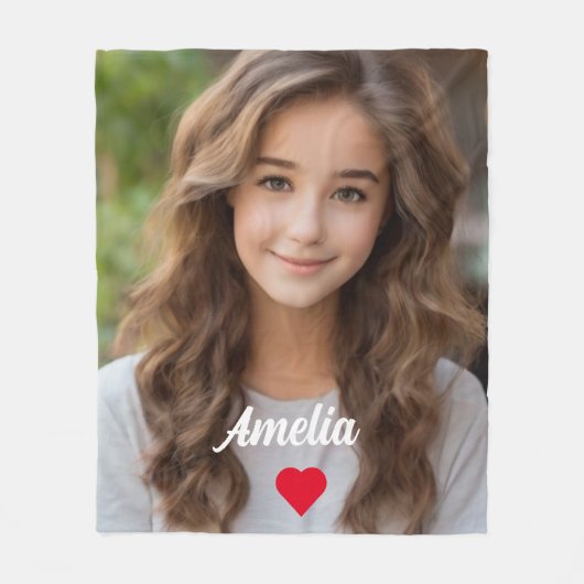 Gepersonaliseerd afbeelding modern script Naam lie Fleece Deken (Voorkant)