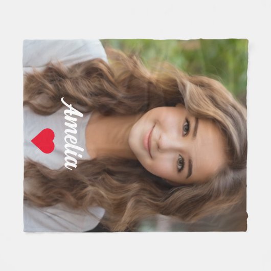 Gepersonaliseerd afbeelding modern script Naam lie Fleece Deken (Voorkant (Horizontaal))