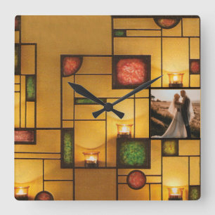 Gepersonaliseerd Afbeelding Multicolour Art Deco D Vierkante Klok