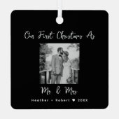 Gepersonaliseerd Afbeelding Onze eerste kerst Getr Metalen Ornament (Achterkant)