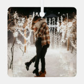 Gepersonaliseerd Afbeelding Onze eerste kerst verl Metalen Ornament (Achterkant)