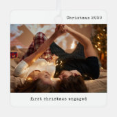 Gepersonaliseerd Afbeelding Onze eerste kerst verl Metalen Ornament (Voorkant)