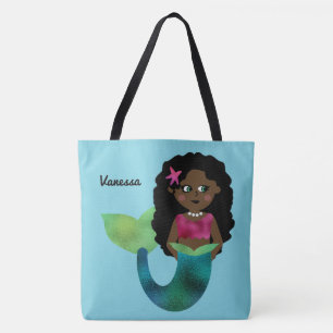 Gepersonaliseerd Afrikaans-Amerikaanse Zeemeermin  Tote Bag