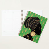 Gepersonaliseerd Afro-Amerikaanse vrouw Green Blac Planner (Display)