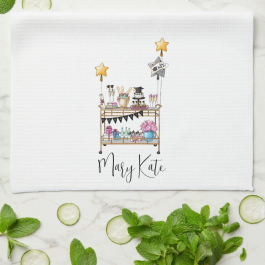 Gepersonaliseerd Afstuderen Bar Winkelwagen Casual Theedoek (Gevouwen)