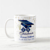 Gepersonaliseerd Afstuderen blauw & goud Koffiemok (Links)