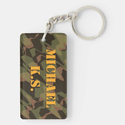 Gepersonaliseerd Afstuderen Camouflage Woodland Gr Sleutelhanger (achterkant)