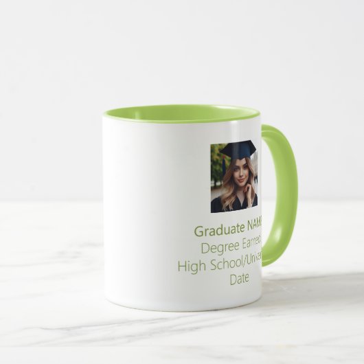 Gepersonaliseerd Afstuderen Foto Afstuderen Lime G Mok (Voorkant rechts)