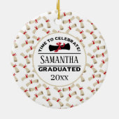 Gepersonaliseerd Afstuderen Gift | Tijd om te vier Keramisch Ornament (Achterkant)