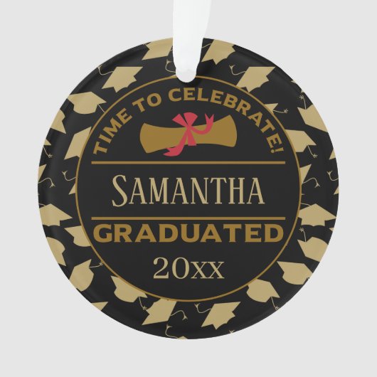 Gepersonaliseerd Afstuderen Gift | Tijd om te vier Ornament (voorkant)