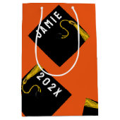Gepersonaliseerd Afstuderen Oranje Medium Cadeauzakje (Voorkant)