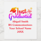 Gepersonaliseerd Afstuderen rood, Oranje Paars Wijn Etiket (Enkel label)