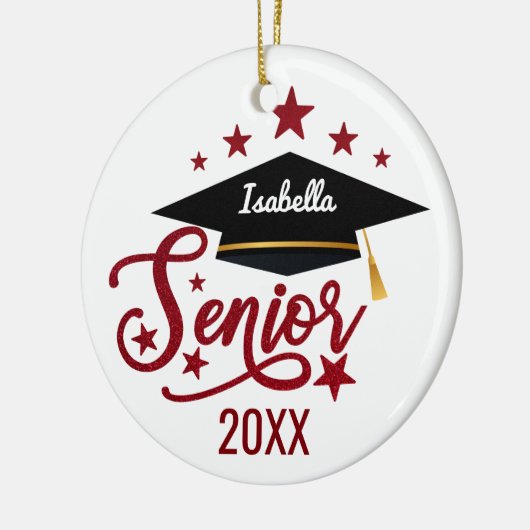 Gepersonaliseerd Afstuderen senior 2024 Keramisch Ornament (Links)