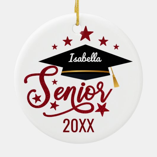 Gepersonaliseerd Afstuderen senior 2024 Keramisch Ornament (Achterkant)