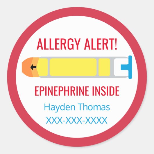 Gepersonaliseerd Alarm Epinefrine Inside Kinder Ronde Sticker (Voorkant)