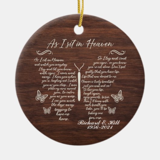 Gepersonaliseerd als ik zit in de hemel kerstversi keramisch ornament (Voorkant)