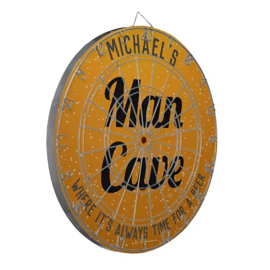 Gepersonaliseerd amberbier Man grot grote klok Dartbord (Voorkant Links)