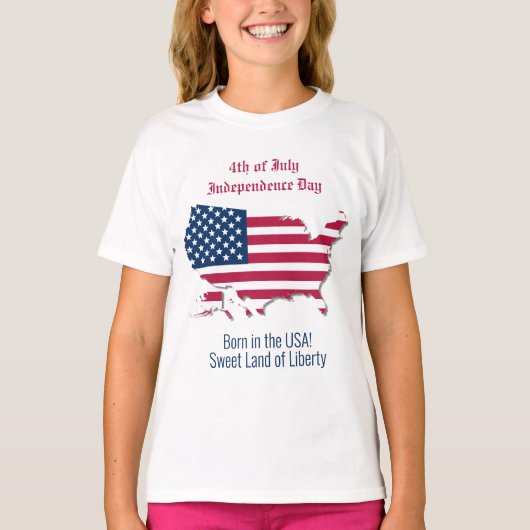 Gepersonaliseerd Amerikaanse kaart Vlag Rood Wit S T-shirt (Voorkant)
