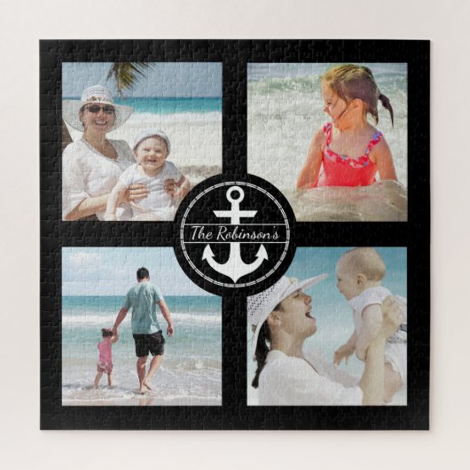 Gepersonaliseerd Anchor Photo Collage Black Legpuzzel (Verticaal)