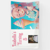 Gepersonaliseerd Anime Ice Cream Verjaardagsfeest Spandoek (Verticaal)