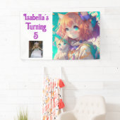 Gepersonaliseerd  Anime Meisje met Kitten Spandoek (Insitu)