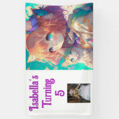 Gepersonaliseerd  Anime Meisje met Kitten Spandoek (Verticaal)