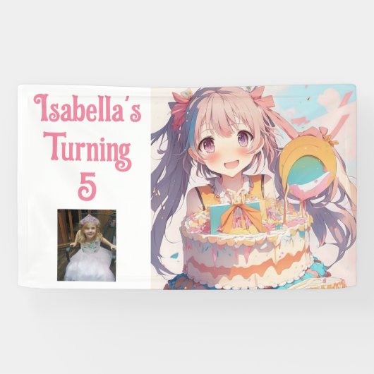 Gepersonaliseerd Anime Meisje Spandoek (Horizontaal)