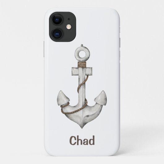 Gepersonaliseerd anker op wit Case-Mate iPhone case (Achterkant)