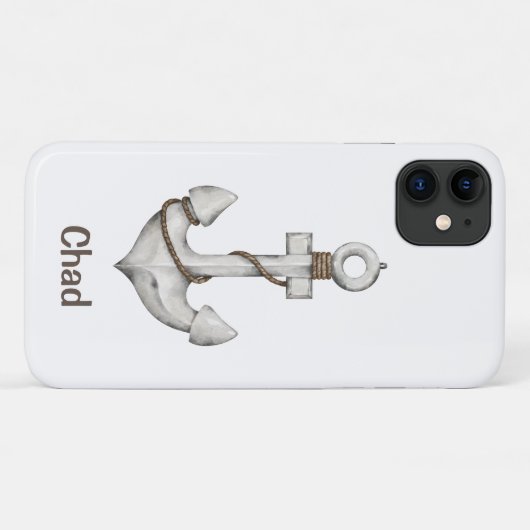Gepersonaliseerd anker op wit Case-Mate iPhone case (Achterkant (horizontaal))