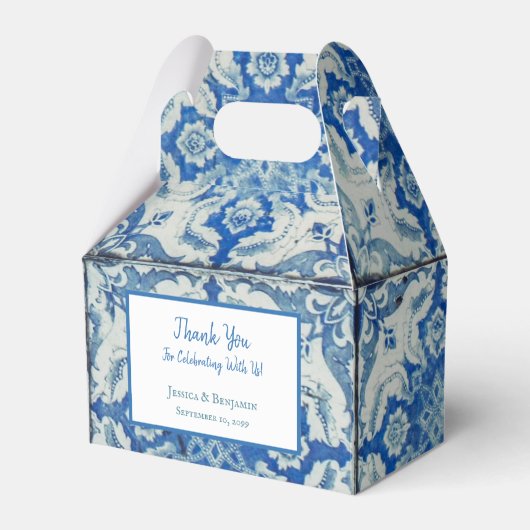 Gepersonaliseerd Antiek  Portugees Tile Patroon Bedankdoosjes (Voorkant Zijde)