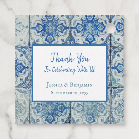 Gepersonaliseerd Antiek  Portugees Tile Patroon Bedankjes Labels (Achterkant)