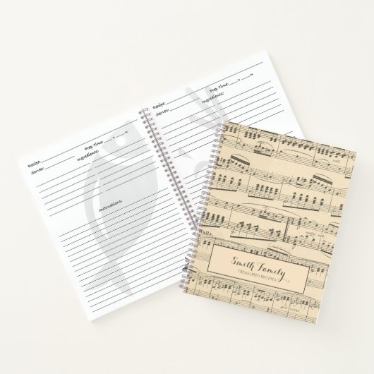 Gepersonaliseerd Antiek vel muziekrecept Notitieboek (Binnen)