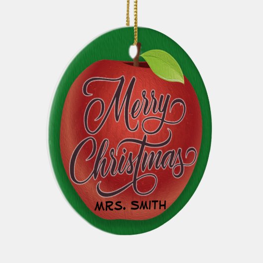 Gepersonaliseerd Apple-kerstleraar-cadeau-Ornament Keramisch Ornament (Rechts)