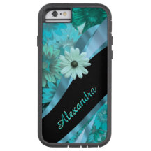 Gepersonaliseerd  aqua blauw bloemenpatroon