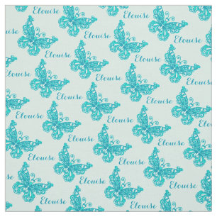 Gepersonaliseerd aqua name butterfly gestileerd pa stof
