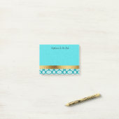 Gepersonaliseerd Arctic Blue Turquoise White Gold Post-it® Notes (Op bureau)