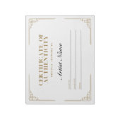 Gepersonaliseerd art Deco-certificaat van echtheid Notitieblok (Gedraaid)
