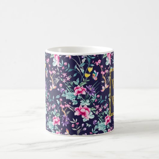 Gepersonaliseerd Art Deco Mok met Floral Design (Center)