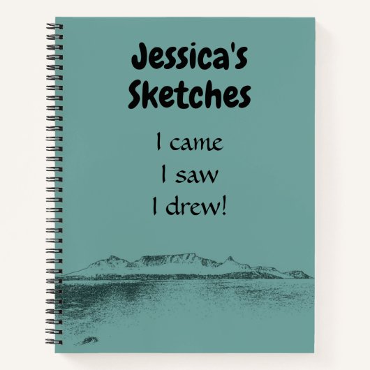 Gepersonaliseerd artistiek Blauwgroen Zee en bergp Notitieboek (Voorkant)